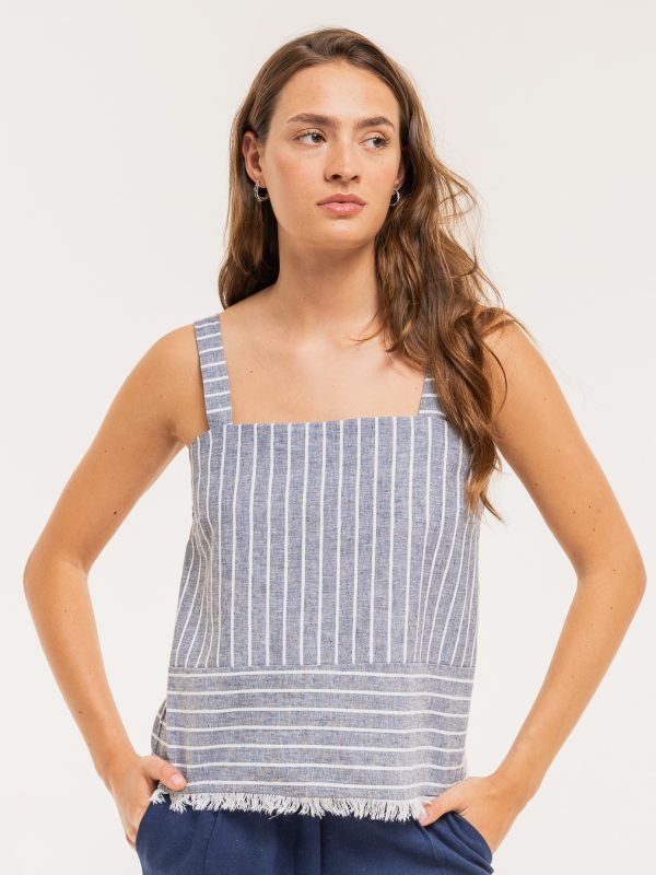 Top ANNA - Rayas azul, S