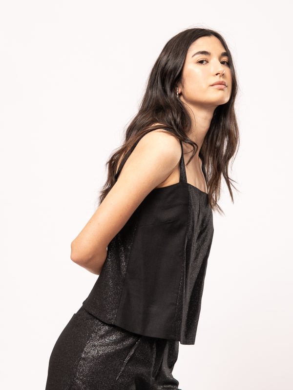 Top DUBLIN - S, Negro lurex