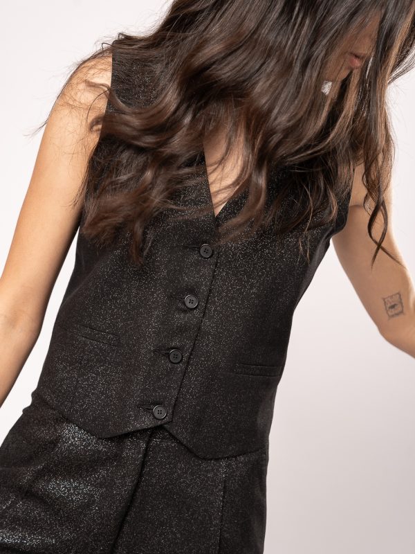 Chaleco JAZMÍN - Negro lurex, S/M